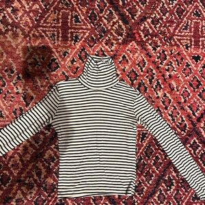 Zara Black and White Striped Turtleneck Top